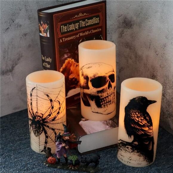 Halloween LED Flameless Flickering Candles Battery Operated with 6H Timer - Picture 5 of 7